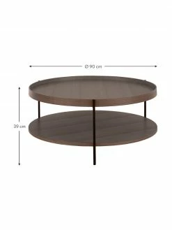 Westwing Collection Table basse ronde bois de noyer Renee, Ø 90 x haut. 39 cm -furniture Soldes Table basse ronde bois de noyer Renee 3