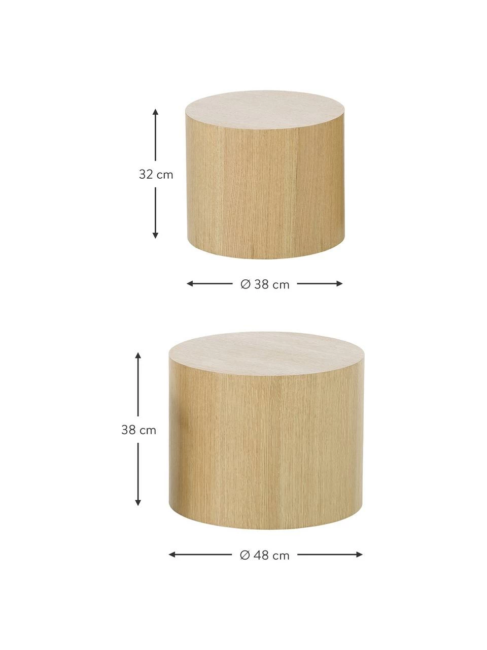 Westwing Collection Table basse ronde en bois Dan, 2 élém., Lot de différentes tailles 4 Westwing Collection Table basse ronde en bois Dan, 2 élém., Lot de différentes tailles – Image 4