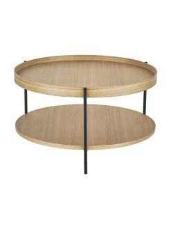 Westwing Collection Table basse ronde en bois avec rangement Renee, Ø 69 x haut. 39 cm