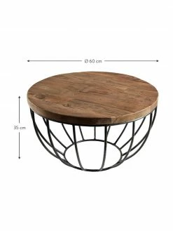 Table basse ronde en teck Sixtine, Ø 60 x haut. 35 cm -furniture Soldes Table basse ronde en teck Sixtine 2