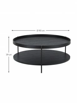 Westwing Collection Table basse ronde noire Renee, Ø 90 x haut. 39 cm -furniture Soldes Table basse ronde noire Renee 3