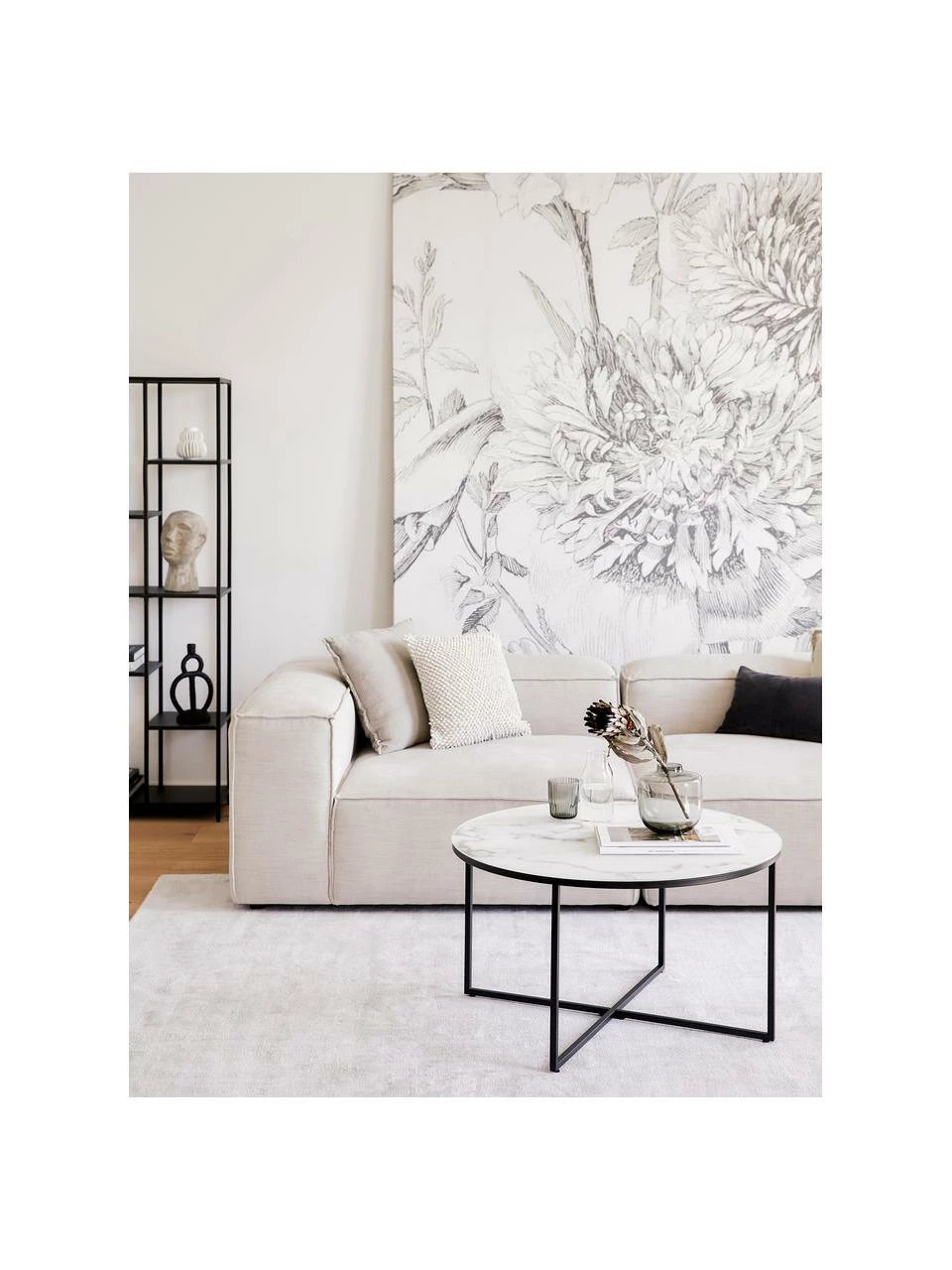 Westwing Collection Table basse ronde verre aspect marbre Antigua, Ø 80 x haut. 45 cm 2 Westwing Collection Table basse ronde verre aspect marbre Antigua, Ø 80 x haut. 45 cm – Image 2