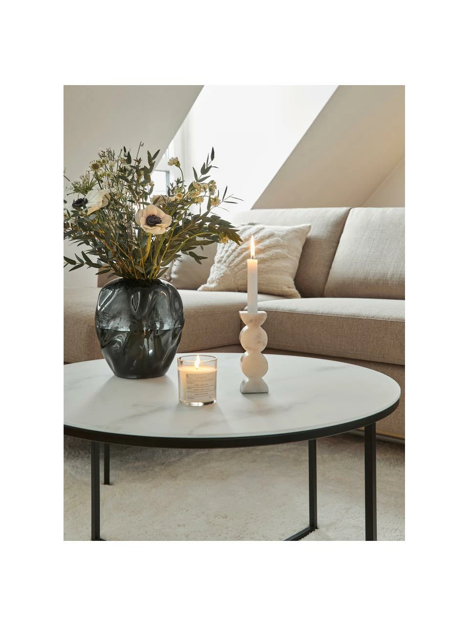 Westwing Collection Table basse ronde verre aspect marbre Antigua, Ø 80 x haut. 45 cm 3 Westwing Collection Table basse ronde verre aspect marbre Antigua, Ø 80 x haut. 45 cm – Image 3