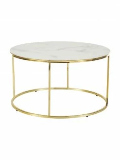 Westwing Collection Table basse ronde verre aspect marbre Antigua, Ø 80 x haut. 45 cm