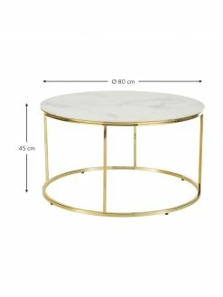 Westwing Collection Table basse ronde verre aspect marbre Antigua, Ø 80 x haut. 45 cm -furniture Soldes Table basse ronde verre aspect marbre Antigua 20