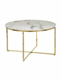 Westwing Collection Table basse ronde verre aspect marbre Antigua, Ø 80 x haut. 45 cm