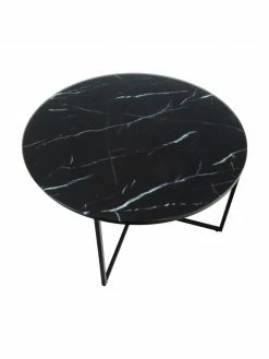 Westwing Collection Table basse ronde verre aspect marbre Antigua, Ø 80 x haut. 45 cm -furniture Soldes Table basse ronde verre aspect marbre Antigua 29