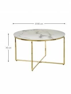 Westwing Collection Table basse ronde verre aspect marbre Antigua, Ø 80 x haut. 45 cm -furniture Soldes Table basse ronde verre aspect marbre Antigua 3