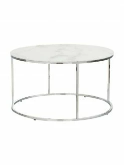 Westwing Collection Table basse ronde verre aspect marbre Antigua, Ø 80 x haut. 45 cm