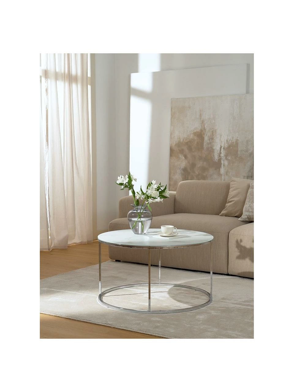 Westwing Collection Table basse ronde verre aspect marbre Antigua, Ø 80 x haut. 45 cm 2 Westwing Collection Table basse ronde verre aspect marbre Antigua, Ø 80 x haut. 45 cm – Image 2