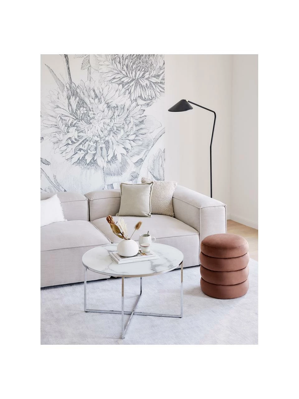 Westwing Collection Table basse ronde verre aspect marbre Antigua, Ø 80 x haut. 45 cm 2 Westwing Collection Table basse ronde verre aspect marbre Antigua, Ø 80 x haut. 45 cm – Image 2