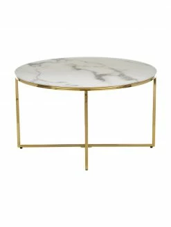 Westwing Collection Table basse ronde verre aspect marbre Antigua, Ø 80 x haut. 45 cm -furniture Soldes Table basse ronde verre aspect marbre Antigua 4