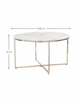 Westwing Collection Table basse ronde verre aspect marbre Antigua, Ø 80 x haut. 45 cm -furniture Soldes Table basse ronde verre aspect marbre Antigua 44