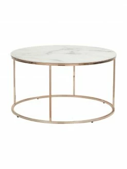 Westwing Collection Table basse ronde verre aspect marbre Antigua, Ø 80 x haut. 45 cm