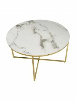 Westwing Collection Table basse ronde verre aspect marbre Antigua, Ø 80 x haut. 45 cm -furniture Soldes Table basse ronde verre aspect marbre Antigua 5