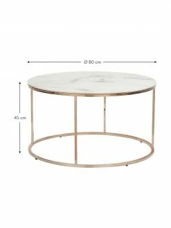 Westwing Collection Table basse ronde verre aspect marbre Antigua, Ø 80 x haut. 45 cm -furniture Soldes Table basse ronde verre aspect marbre Antigua 50
