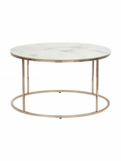 Westwing Collection Table basse ronde verre aspect marbre Antigua, Ø 80 x haut. 45 cm -furniture Soldes Table basse ronde verre aspect marbre Antigua 51