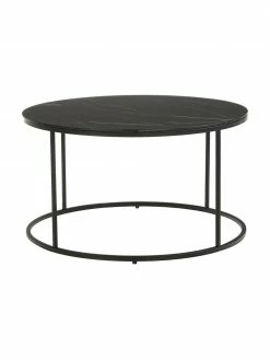 Westwing Collection Table basse ronde verre aspect marbre Antigua, Ø 80 x haut. 45 cm -furniture Soldes Table basse ronde verre aspect marbre Antigua 57