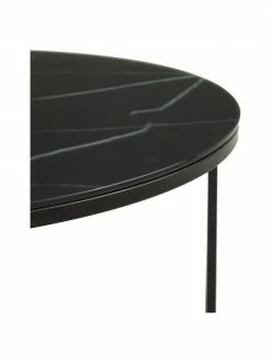 Westwing Collection Table basse ronde verre aspect marbre Antigua, Ø 80 x haut. 45 cm -furniture Soldes Table basse ronde verre aspect marbre Antigua 59