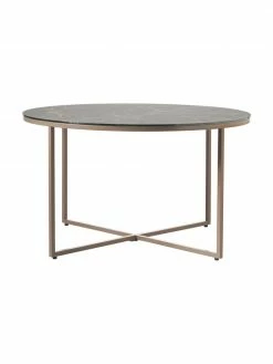 Westwing Collection Table basse ronde verre aspect marbre Antigua, Ø 80 x haut. 45 cm