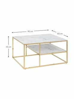 Table basse verre marbré Alisma, larg. 90 x haut. 45 cm -furniture Soldes Table basse verre marbre Alisma 2