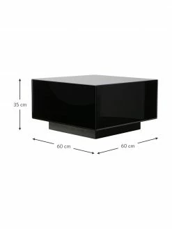 HKliving Table basse verre miroir noir Block, larg. 60 x haut. 35 cm -furniture Soldes Table basse verre miroir noir Block 2