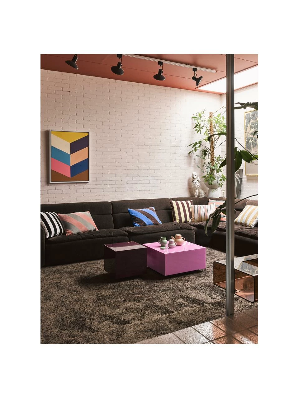 HKliving Table basse verre miroir rose Block, larg. 60 x haut. 32 cm 2 HKliving Table basse verre miroir rose Block, larg. 60 x haut. 32 cm – Image 2