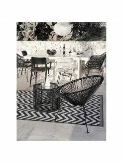 Westwing Collection Table d'appoint avec noire plateau en verre Bahia, Ø 50 x haut. 45 cm -furniture Soldes Table dappoint avec noire plateau en verre Bahia 2