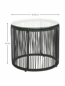 Westwing Collection Table d'appoint avec noire plateau en verre Bahia, Ø 50 x haut. 45 cm -furniture Soldes Table dappoint avec noire plateau en verre Bahia 3