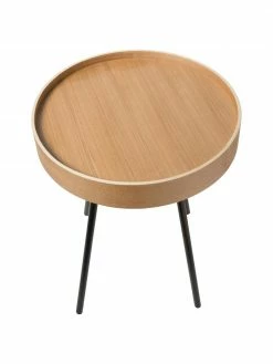 Zuiver Table d'appoint avec plateau amovible Oak Tray, Ø 47 x haut. 56 cm -furniture Soldes Table dappoint avec plateau amovible Oak Tray 3