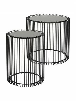 Kare Design Table d'appoint avec plateau en verre Wire, 2 élém., Lot de différentes tailles
