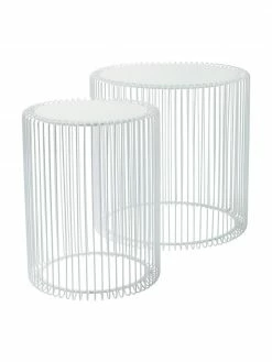 Kare Design Table d'appoint avec plateau en verre Wire, 2 élém., Lot de différentes tailles