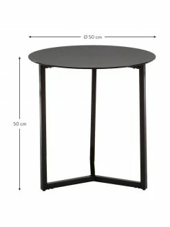 Table d'appoint avec plateau en verre noir Raeam, Ø 50 x haut. 50 cm -furniture Soldes Table dappoint avec plateau en verre noir Raeam 2