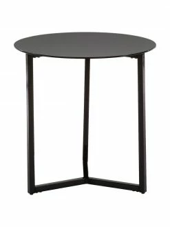 Table d'appoint avec plateau en verre noir Raeam, Ø 50 x haut. 50 cm