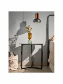Table d'appoint avec plateau en verre noir Raeam, Ø 50 x haut. 50 cm -furniture Soldes Table dappoint avec plateau en verre noir Raeam 4