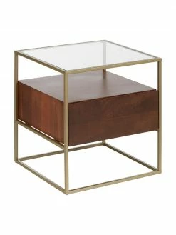 Westwing Collection Table d'appoint avec tiroir Theodor, larg. 45 x haut. 50 cm