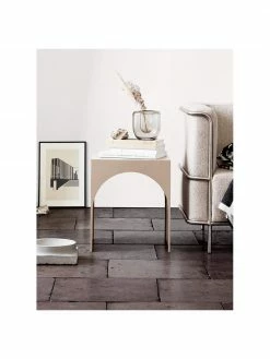 Table d'appoint beige en métal Arch, larg. 40 x long. 46 cmDisponibilité limitée -furniture Soldes Table dappoint beige en metal Arch 3
