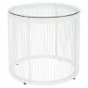 Westwing Collection Table d'appoint blanche avec plateau de verre Bahia, Ø 50 x haut. 45 cm