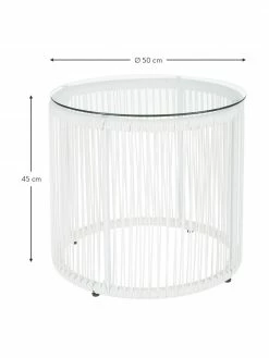 Westwing Collection Table d'appoint blanche avec plateau de verre Bahia, Ø 50 x haut. 45 cm -furniture Soldes Table dappoint blanche avec plateau de verre Bahia 2