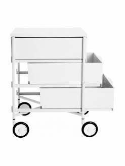 Kartell Table d'appoint blanche sur roulettes Mobil, larg. 49 x haut. 63 cmSeulement 1 produit disponible -furniture Soldes Table dappoint blanche sur roulettes Mobil 2