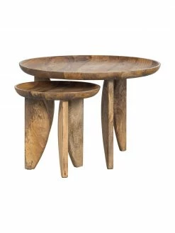 Table d'appoint bois de manguier Ella, 2 élém., Lot de différentes tailles
