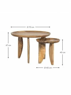 Table d'appoint bois de manguier Ella, 2 élém., Lot de différentes tailles -furniture Soldes Table dappoint bois de manguier Ella 2 elem 3