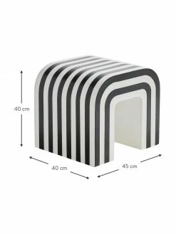 Table d'appoint bois de manguier noir/blanc Lucie, larg. 45 x haut. 40 cm -furniture Soldes Table dappoint bois de manguier noirblanc Lucie 2