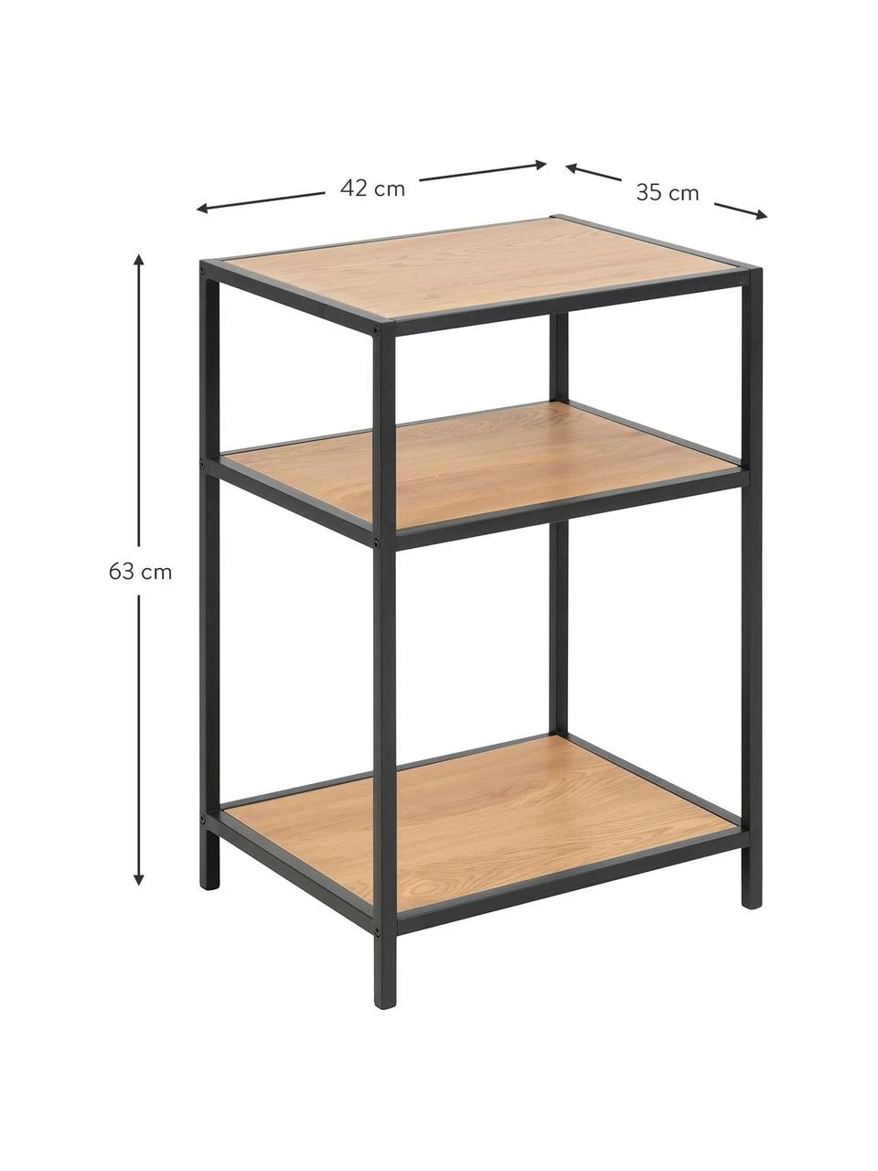 Table d'appoint bois et métal Seaford, larg. 42 x prof. 35 cm 2 Table d'appoint bois et métal Seaford, larg. 42 x prof. 35 cm – Image 2