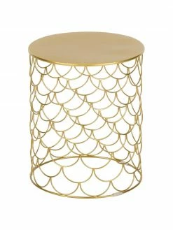 Table d'appoint dorée art déco River, Ø 41 x haut. 50 cm