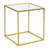 Westwing Collection Table d'appoint dorée avec plateau en verre Maya, larg. 45 x haut. 50 cm