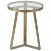 Westwing Collection Table d'appoint dorée plateau en verre Fortunata, Ø 40 x haut. 51 cm