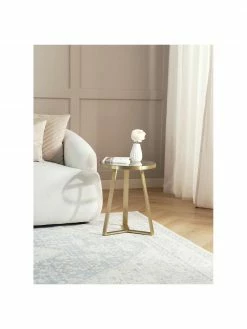 Westwing Collection Table d'appoint dorée plateau en verre Fortunata, Ø 40 x haut. 51 cm -furniture Soldes Table dappoint doree plateau en verre Fortunata 2