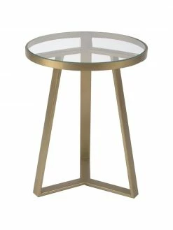 Westwing Collection Table d'appoint dorée plateau en verre Fortunata, Ø 40 x haut. 51 cm