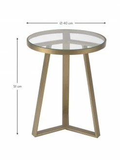 Westwing Collection Table d'appoint dorée plateau en verre Fortunata, Ø 40 x haut. 51 cm -furniture Soldes Table dappoint doree plateau en verre Fortunata 3